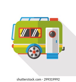 Travel trailer flat icon with long shadow