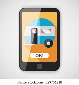 Travel trailer flat icon with long shadow