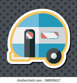 Travel trailer flat icon with long shadow
