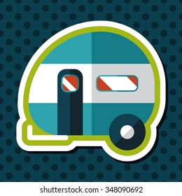 Travel trailer flat icon with long shadow
