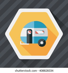 Travel trailer flat icon with long shadow