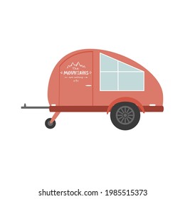 Icono plano del remolque de viaje, ilustración vectorial. Elemento de diseño para el camping.
