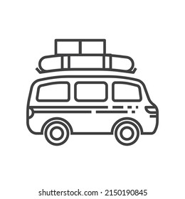 Travel trailer flat icon, vector illustration. Design element for camping backgrounds.