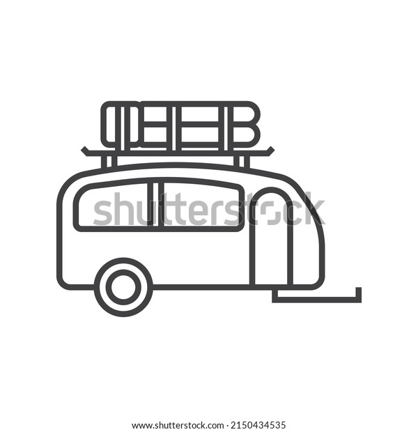 Travel trailer flat icon, vector\
illustration. Design element for camping\
backgrounds.