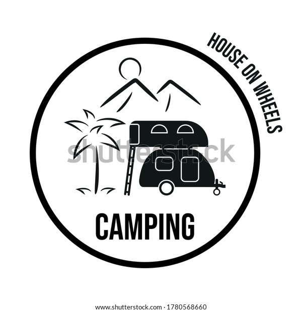Travel trailer icon.\
Mobile home, camping.