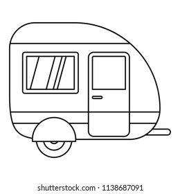 Travel trailer icon. Outline travel trailer vector icon for web design isolated on white background
