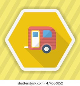 Travel trailer icon, Vector flat long shadow design. Transport concept.