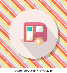 Travel trailer icon, Vector flat long shadow design. Transport concept.