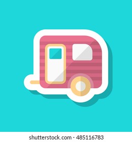 Travel trailer icon, Vector flat long shadow design. Transport concept.