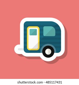 Travel trailer icon, Vector flat long shadow design. Transport concept.