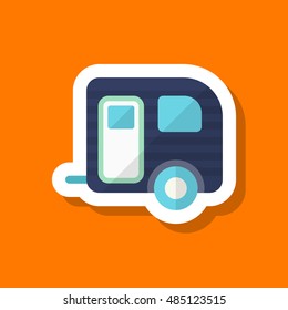 Travel trailer icon, Vector flat long shadow design. Transport concept.