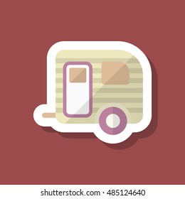 Travel trailer icon, Vector flat long shadow design. Transport concept.