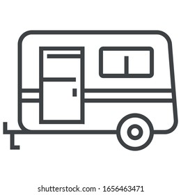 Travel trailer line black icon on white background