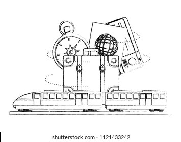 travel train suitcase passport compass ticket