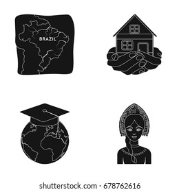 travel, training and or web icon in black style. protection, Russia icons in set collection.