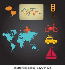Travel and Transport Colorful Icons (collection set)