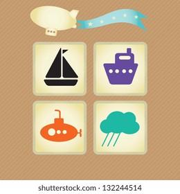Travel and Transport Colorful Icons (collection set)