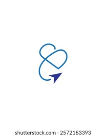 travel transport plane business logo design, heart plane logo, Paper airplane icon , Vector illustration