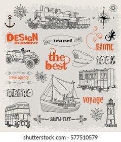 Travel. transport. retro set