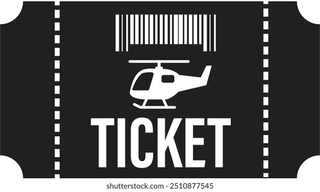 Travel transport tickets with barcode on white background. Helicopter ticket with barcode icon. Pass card for transport sign. flat style.