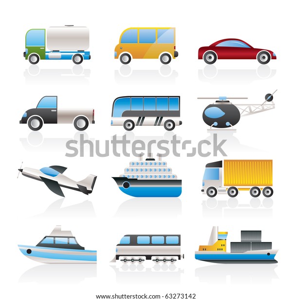 Travel and\
transportation icons - vector icon\
set