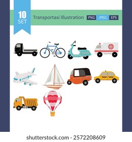Travel and Transportation Illustrations Set