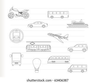 Travel and transportation of people icons - vector icon set