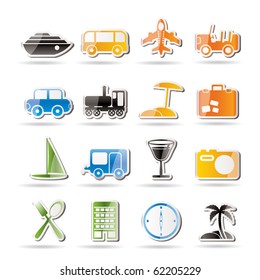 Travel, transportation, tourism and holiday icons - vector icon set