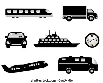 Travel, transportation and tourism symbols