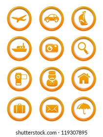 Travel and transportation web buttons set