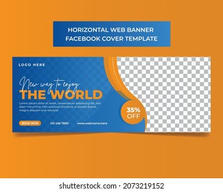 Travel and travelling vacation social media banner post cover page design template