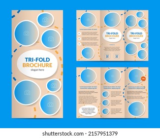 Travel tri-fold brochure design. A4 vector illustration.