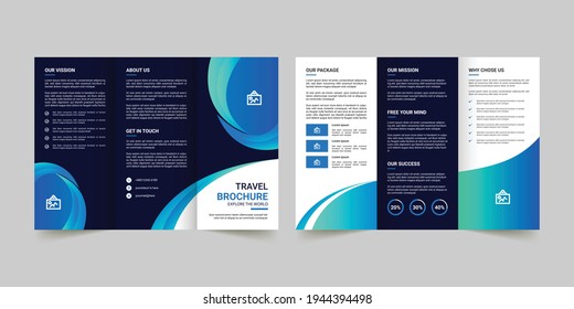 Travel trifold brochure template in eps