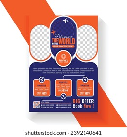 Travel or trip flyer design and brochure cover page template Summer brochure template for travel agency
