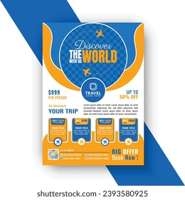Travel or trip flyer design design template. Summer poster design template for travel agency
