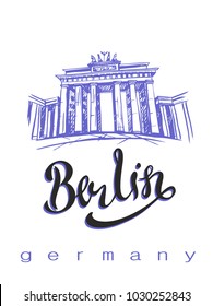 Travel. trip to Germany. city of Berlin. Sketch. Brandenburg gates. The design concept for the tourism industry. Vector illustration.