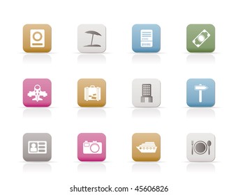 travel, trip and holiday icons - vector icon set