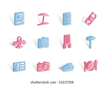 travel, trip and holiday icons - vector icon set