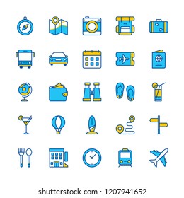 travel trip hotel icons pack website app set picnic