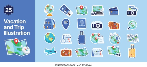 Viagem Icon Pack Símbolos de Férias e Turismo Ilustração
