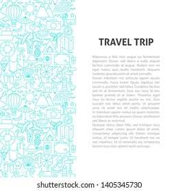 Travel Trip Line Pattern Concept. Vector Illustration of Outline Design.