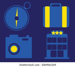 cámara compás de cámaras con logotipo de viaje y viaje