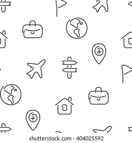 Travel trip seamless pattern. Vector illustration. EPS 10.