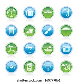travel, trip and tourism icons - vector icon set