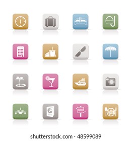 travel, trip and tourism icons - vector icon set