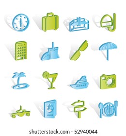 travel, trip and tourism icons - vector icon set