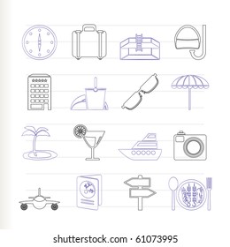 travel, trip and tourism icons - vector icon set