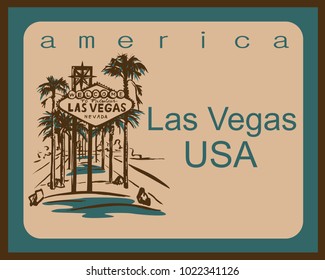 Travel. A trip to the United States. City Of Las Vegas.  Sketch.  The design concept for the tourism industry. Vector illustration.