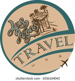 Travel. A trip to the United States. City Of Las Vegas.  Sketch.  The design concept for the tourism industry. Vector illustration.
