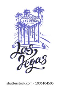 Travel. A trip to the United States. City Of Las Vegas.  Sketch.  The design concept for the tourism industry. Vector illustration.
